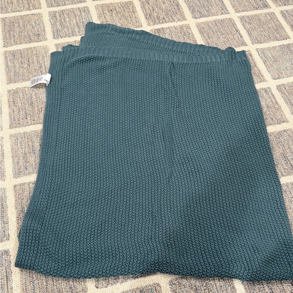 West Elm Blue/Teal Knit Throw Blanket